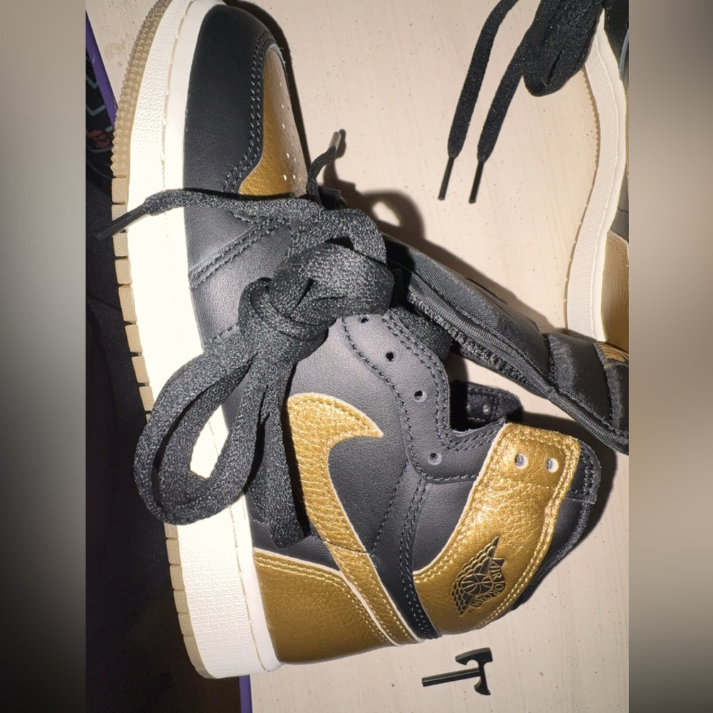 Kids Black and Gold Sneakers